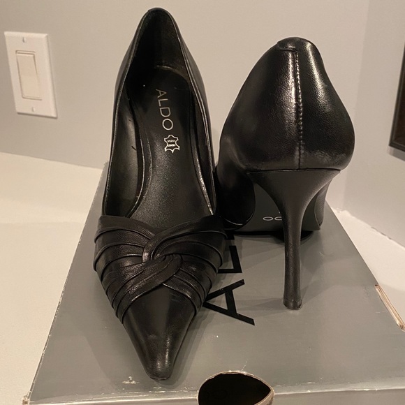 Black Leather Stilettos - Picture 2 of 5